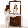Shally Dogan Mobile Bagno da Terra 105 cm, Composizione in Legno Nobilitato Melaminico, Lavabo in Ceramica e Specchio, Mobiletto 2 Ante, Arredamento Design Moderno (Noce)