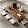 Kchsdool Tavolino basso giapponese in legno massello, tavolo da meditazione con venature naturali, tavolino minimalista per soggiorno e sala da tè(Brow,140cm)