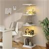 KSFASHZ 360° Girevole Vetrina Soggiorno con LED, Vetrinetta in Vetro 4 Ripiani, Vetrine in Vetro Vetrina Colonna Espositiva Colonna Vetrinetta Trasparente con LED per Collezionismo, 38x38x160 cm, Bianco