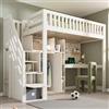MAMAINI Letto a soppalco per bambini bianco, 90 x 200 cm, con scrivania, cabinet e armadio, scaffali aperti, porte USB/USB‑C, rete a doghe, soluzione all‑in‑one salvaspazio, senza materasso
