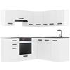 B BELINI GROUP Belini - Scaffale da cucina Sarah a forma di L, con maniglie, cucina da incasso, senza elettrodomestici, con pensili e pensili, senza piani di lavoro, bianco opaco