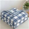 Highdi Piumino Estivo Matrimoniale, Motivo Scozzese Microfibra Extra Morbido Trapunta Matrimoniale, Bedding Piumino, Piumone Leggero per Tutte Le Stagioni (200x230cm,Plaid Blu 1)