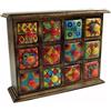 GURU SHOP Armadietto per farmacia, con cassetti in ceramica colorata, scatola per spezie, 4 x 3 scomparti, modello 2, 25 x 31 x 10 cm
