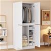 Moimhear Armadio, 70 × 40 × 170 cm, design a doppia porta con piccolo vano portaoggetti, adatto per l'uso in camera da letto (stile 1, 70 x 40 x 170 cm, bianco)