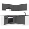 B BELINI GROUP Belini - Blocco a Forma di L Sarah, Mobili da Cucina Con Manici, Senza Elettrodomestici Con Pensili e Mobiletti, Con Controsoffitti, Colore: Argento Opaco