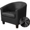Highdi Copripoltrona 1 Posto Elasticizzato in Pelle Impermeabile Tinta Unita Chesterfield Fodere Copripoltrona da Cocktail con Coprisedile Antiscivolo Universale per Hotel Salotto (Nero)