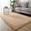 Highdi tappeto Salotto Moderno Colore Solido Tappeto Shaggy a Pelo Lungo per Soggiorno e Camera da Letto Soffice Antiscivolo Lavabile (80x200cm,Cammello)