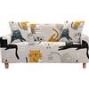Highdi Copridivano Elasticizzato 1/2/3/4 Posti, Gattino Stampa Copridivano Universale Fodere Copridivani Antiscivolo Sofa Protettore per Divani con Braccioli (Beige,2 posti)