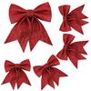 JSRHEEM 5 Pezzi di Fiocco di Natale, Grande/Piccolo Diverse Dimensioni Fiocchi Natalizi Glitterati, per Regali di Natale, Confezionamento di Forniture Artigianali, Decorazioni per Regali(Rosso)