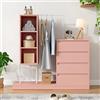 Moimhear Armadietto per armadio, credenza, asta appendiabiti, dimensioni B140/W40/H135 cm, adatto per camera da letto e soggiorno (rosa+bianco)