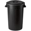 COSE DA CASA Bidone portarifiuti NERO mastello con coperchio antirandagismo industriale 100 litri pattumiera CON MANICI giardino locali commerciali