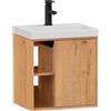UEV Mobile Bagno a Righe Verticali con Lavabo in Resina 49x37x50cm Naturale | Mobiletto Bagno Sospeso con Lavabo in Resina con Rubinetto al Centro, Unico Design e Praticità