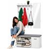 Shally Dogan Set Ingresso con Scarpiera, Appendiabiti e Specchio, Attaccapanni con 5 Ganci Doppi, Mobile Porta Scarpe con Anta e Maniglia Ergonomica, Arredo Salvaspazio Struttura Resistente