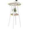 HOMCOM Tavolo Bar Rotondo con Mensola Ø55x95 cm, Tavolo da Cucina Alto Salvaspazio con Struttura in Metallo, per 2 Persone, per Cucina Sala da Pranzo, Color Legno e Bianco