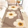 Highdi Tappeto Salotto Sherpa Tappeto Shaggy a Pelo Lungo Tappeto Camera da Letto Soffice Antiscivolo Lavabile Fiori di Moda Tappeti per Soggiorno, Camera da Letto, Corridori (50x120cm,Cachi)