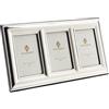 SEC OF FLORENCE 7413/6x9 Tripla Cornice Portafoto in Argento Massiccio 925 con Retro in Legno Mogano