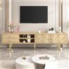 MSMOK Mobile TV da 160 cm con piedini dorati, due cassetti e porte dal design unico