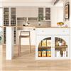 NNJN Tavolo da bar allungabile con spazio di archiviazione (138 - 204 × 39 × 104 cm), girevole a 360°, moderno tavolo da cucina, tavolo da bistro, credenza con ripiani e vetro (bianco)