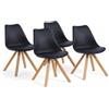 SIEDITI FUORI E DENTRO Set di 4 sedie sala da pranzo, Sedie da cucina in polipropilene con cuscino ecopelle e gambe in legno, Sedie stile scandinavo - Sabina (Nero)