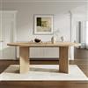 Merax Tavolo da pranzo ovale, 200 x 90 cm, per 6-8 persone, con angoli arrotondati, piano spesso per soggiorno, sala da pranzo, cucina, ufficio, giardino, colore rovere