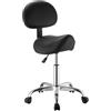 VEVOR Sgabello a Sella con Schienale per Studio, Sedile Ergonomico Portata Massima 226,8 kg, Altezza Regolabile, in Similpelle, Girevole a 360°, Colore Nero, con Ruote, per Sala di Attesa Estetica