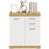 AVANTI TRENDSTORE - Pagno - Cassettiera a 2 ante battenti, 2 ripiani interni e 2 cassetti, realizzato in legno laminato. Disponibile in 2 colori diversi. Dimensioni LAP ca. 80x90x50 cm