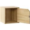 Shally Dogan Mensola Cubo da Muro con 1 Anta, Pensile a Parete, Scaffale Ideale per Cucina, Bagno, Ufficio, Mobile Sospeso 35 x 35 cm Libreria Versatile in Legno, Scaffalatura Design Moderno (Quercia)