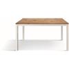 KONTE.DESIGN Tavolo TROPEA in legno, finitura rovere rustico e base in metallo verniciato bianco, allungabile 160x90 cm - 210x90 cm
