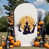 Highdi Halloween Tessuto per Sfondo ad Arco, Sfondo ad Arco per Allestimenti in Tessuto Elastico per Tema di Halloween, Festa di Decorare (150x65-4.9x2.FT,Castello Nero 1)