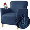 Highdi Copripoltrona Elasticizzato, Velluto Club Poltrona Copridivano 1 Posto con Braccioli, Cocktail Universale Morbido Fodera per Poltrona, Imovibile Lavabile per Hotel Salotto (Blu Navy)