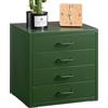 HollyHOME Armadietto da scrivania con 4 cassetti, organizer verticale per lettere A4, cassetto portaoggetti in metallo per l'ufficio domestico, montaggio fai da te, verde