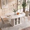 Aislinglen Tavolo da pranzo rotondo allungabile, ovale, con spazio per frigorifero, moderno tavolo da cucina per 4-6 persone, adatto per cucina, sala da pranzo e soggiorno