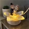 Doni Bomboniere Matrimonio 1 pz Lamapada LED con Fiore in Cristallo e Stauina Sposini Danzanti Luce RIflessa su Petali Idee Regalo Anniversario Nozze 25 50 Anni Complete Originali Economiche