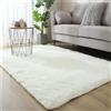 Highdi tappeto Salotto Moderno Colore Solido Shaggy a Pelo Lungo Camera da Letto Soffice Antiscivolo Lavabile Tappeti Moderni per Soggiorno (100x200cm, Bianco)