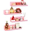 WELDUN Set di 4 mensole galleggianti, da parete, per esporre quadri, mensole decorative da parete per soggiorno, camera da letto, bagno, cucina, ufficio, lavanderia, plastica, rosa