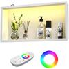 Bernkot Doccia a parete in acciaio inox con LED RGB, nicchia da parete, con telecomando, 60 cm x 30 cm, colore: bianco