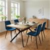 LEWE Tavolo da pranzo in legno chiaro con 4 Blu scuro Sedie in Velluto