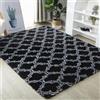 Highdi Tappeto Salotto Moderno Tappeto Shaggy a Pelo Lungo Tappeto Camera da Letto Soffice Antiscivolo Lavabile Tappeti Moderni Diamante per Soggiorno, Camera da Letto, Moderno (140x200cm,Nero)