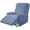 Highdi Copripoltrona Relax Reclinabile Completo Fodera per Poltrona Elasticizzato con Tasche, Tinta Unita Coprisedile Poltrona Lavabile Antiscivolo Copripoltrona (1 Posto,Blu Grigio)