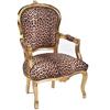 arterameeferro Poltrona barocco Luis foglia oro tessuto leopardato Chic