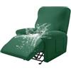 Highdi Copripoltrona Relax Reclinabile Completo Fodera per Poltrona Elasticizzato con Tasche, Impermeabile Tinta Unita Coprisedile Poltrona Antiscivolo Copripoltrona (Verde Scuro,1 Posto)