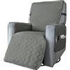 Highdi Copripoltrona Relax Reclinabile Trapuntato Impermeabile Universale Copridivano 1 Posto con Tasche Laterali e Fascia Elastica, Lavabile, Antiscivolo, Antivegetativo (Piccolo,Grigio Chiaro)