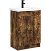 vidaXL Set di mobili da bagno in rovere fumé 78,5 x 37,5 x 81 cm, set di mobili moderni per bagno, contenitore in legno, essenziale per il lavandino, design pratico