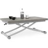 IDMarket - Tavolino 2 in 1 URBANA, trasformabile in tavolo da pranzo rettangolare, 100 cm, effetto cemento, base grigia