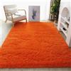 Highdi Tappeto Salotto Moderno Tinta Unita Tappeto Shaggy a Pelo Lungo Tappeto Camera da Letto Soffice Antiscivolo Lavabile Tappeti Moderni per Soggiorno, Camera da Letto (100x160cm,Arancia)