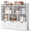 Xbro Mobile Porta Giochi e Libreria Bambini con 3 Cassetti Rimovibili con Ruote e 5 Ripiani Aperti, Libreria con Cassetti con Sponda Anticaduta e Sistema Antiribaltamento, 100x30x91 cm, Bianco