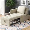 KOMHTOM Divano letto Singolo Convertibile, Divano Imbottito 3 in 1 Multifunzionale, Poltrona con Schienale Regolabile e Cuscino per Soggiorno, Camera da Letto (Beige)