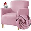 Highdi Copripoltrona Elasticizzato, Velluto Club Poltrona Copridivano 1 Posto con Braccioli, Cocktail Universale Morbido Fodera per Poltrona, Imovibile Lavabile per Hotel Salotto (Rosa)
