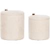 Decor Space Pouf Katia contenitore struttura in MDF rivestimento in poliestere per interno set da 2 (Naturale)