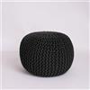EXQUIZIT HOME Pouf poggiapiedi rotondo lavorato a maglia, grande, 100% cotone, lavorato a mano, con imbottitura in perle di polistirolo, poggiapiedi morbido e confortevole, seduta occasionale, 50 cm